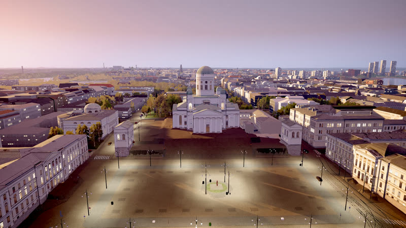 Senate Square and Helsinki Cathedral from above