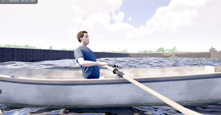 Rowing a boat on the sea